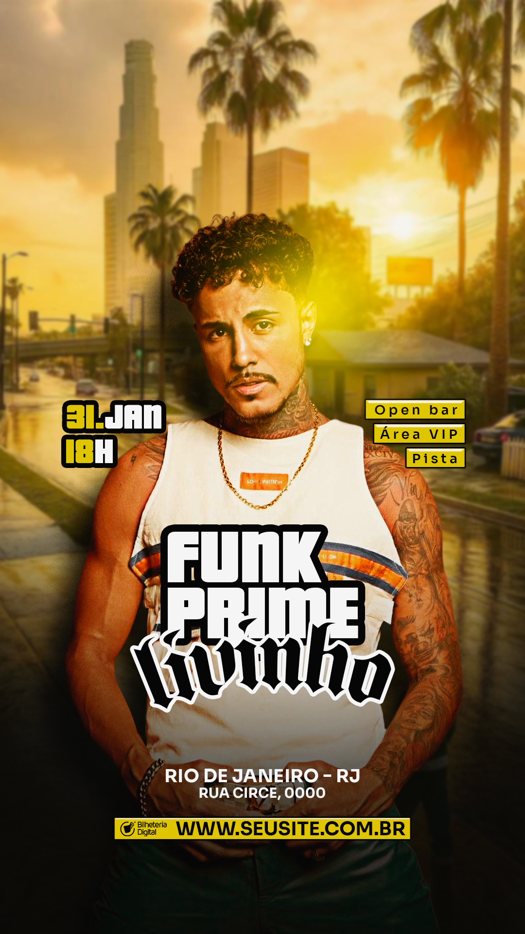 FLYER EVENTO SHOW FUNK PRIME - MC LIVINHO - PSD STORY