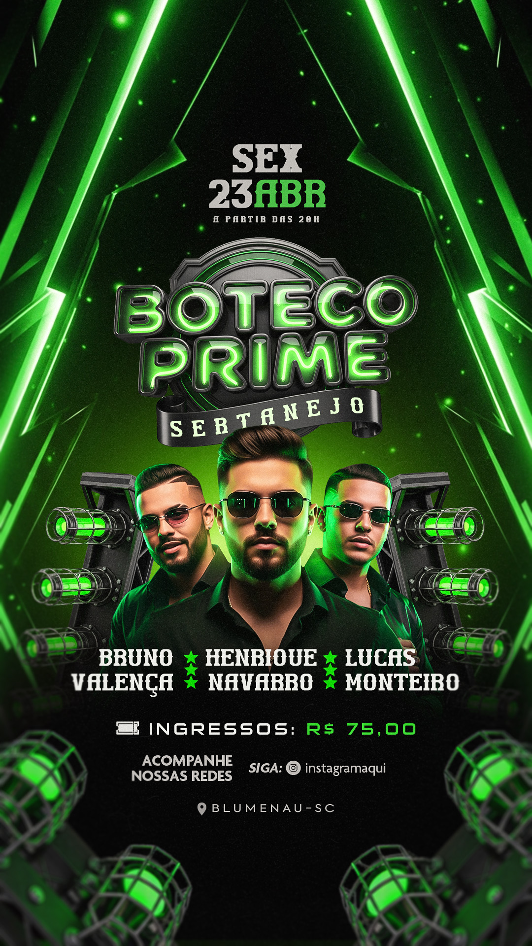 BOTECA PRIME Sexta 23 ABR de Sertanejo em Blumenau PSD Editável