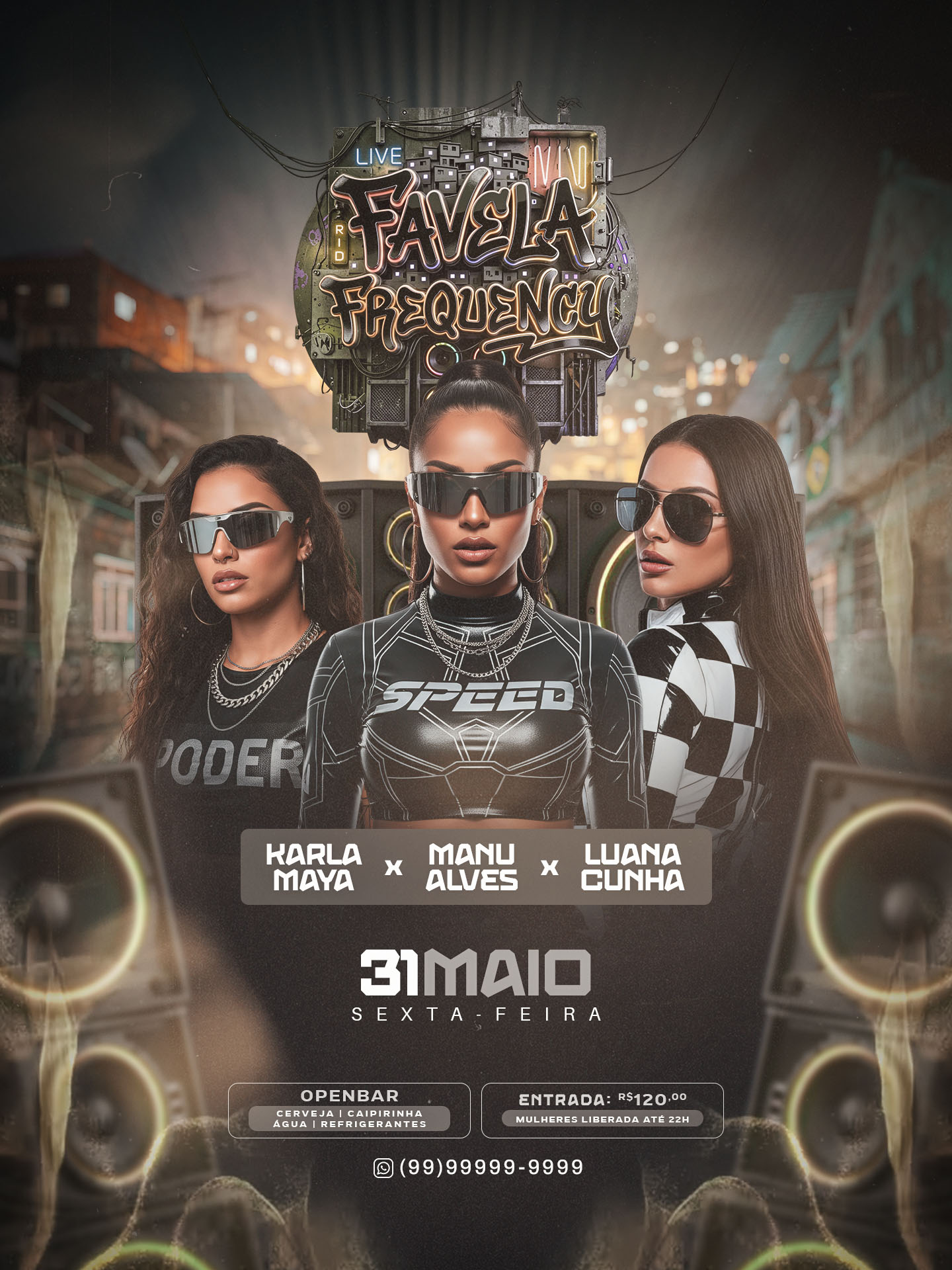 FLYER EVENTO FAVELA FREQUENCY FEED PSD EDITVEL