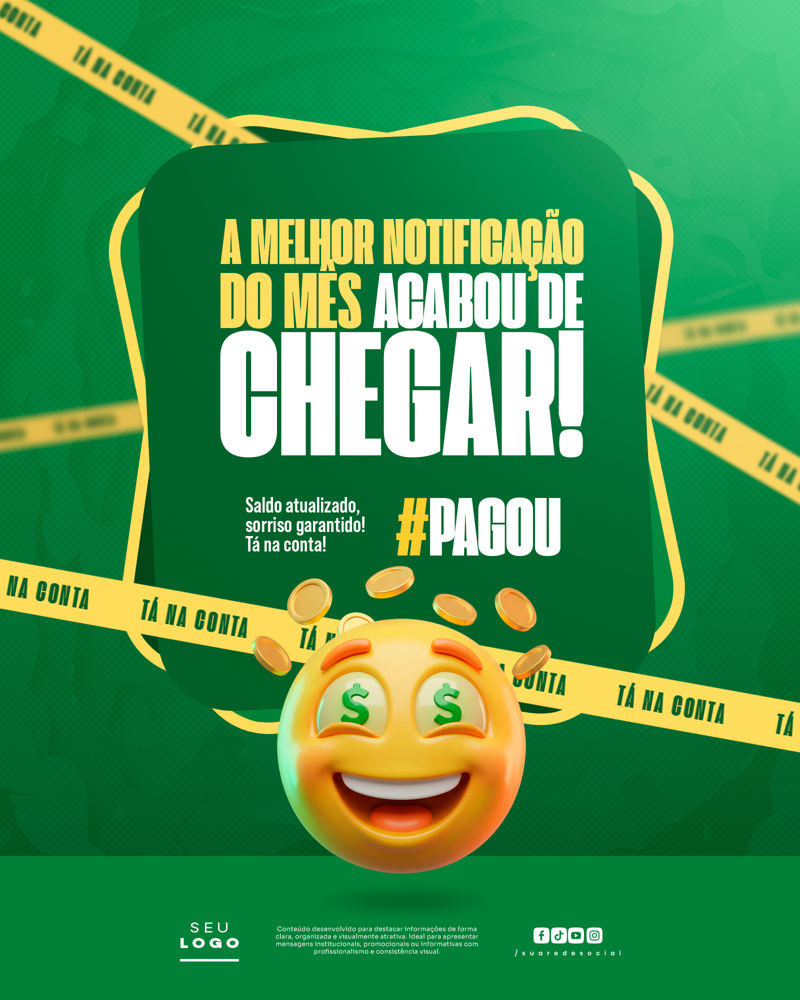 Tá na Conta Aviso Pagamento Salário Servidor Social Media PSD Editável