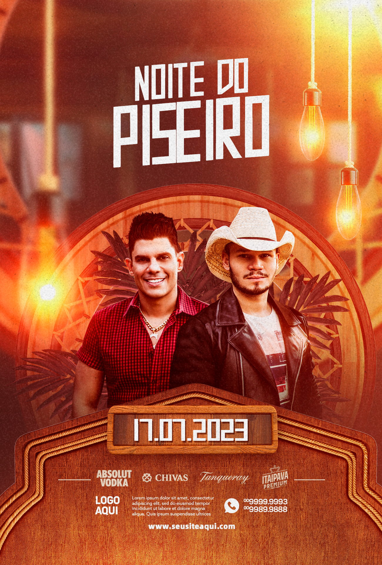 Noite Do Piseiro Flyer Sertanejo Social Media PSD Editável