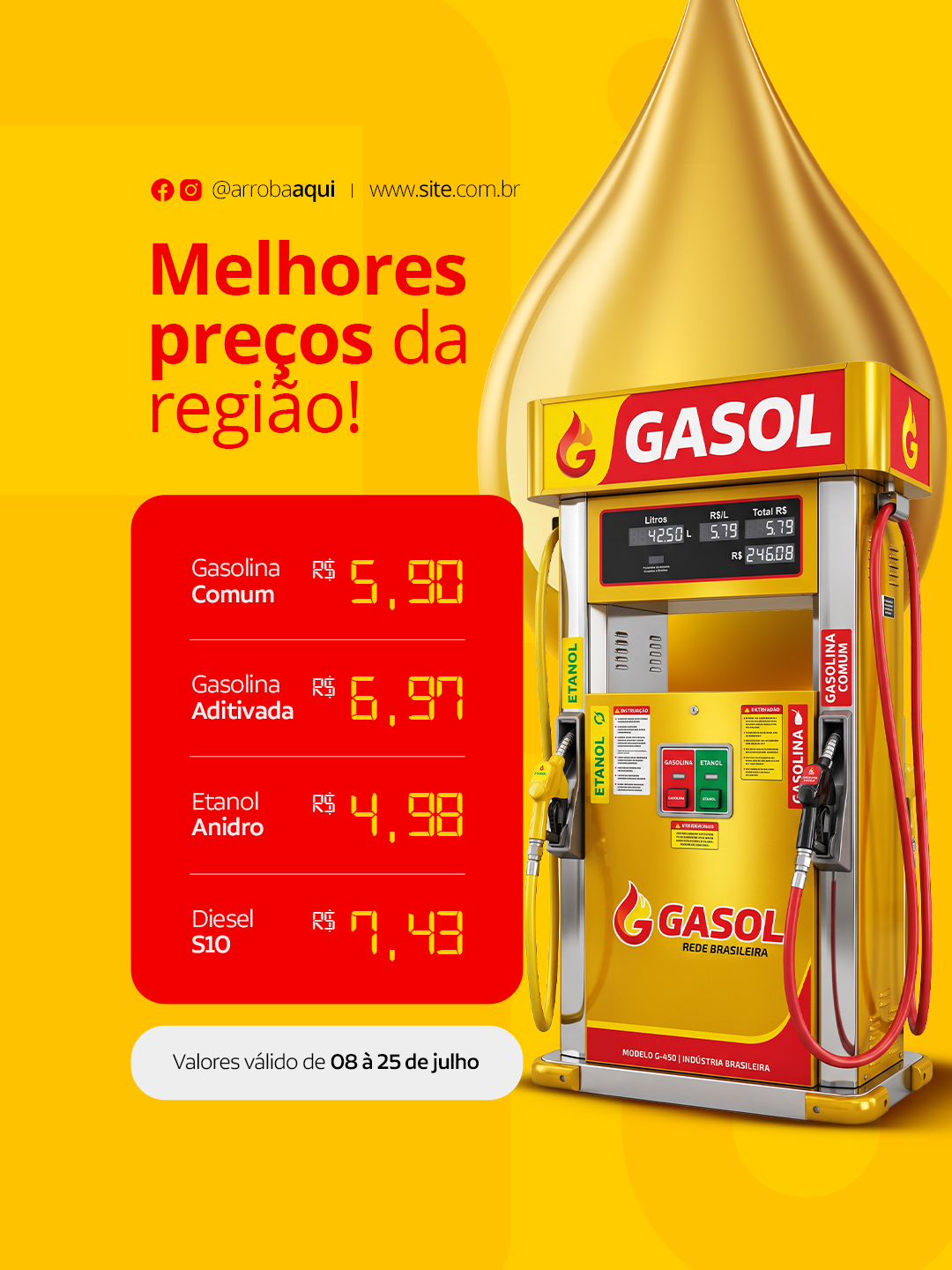 Posto de Gasolina Melhores Preços da Região PSD Editável
