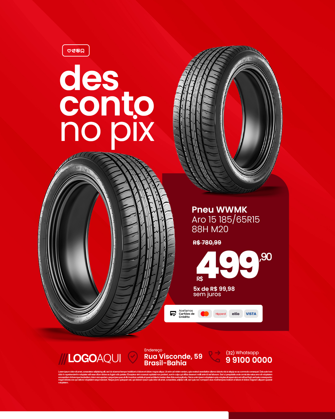 Loja de Pneus Desconto No Pix PSD Editável