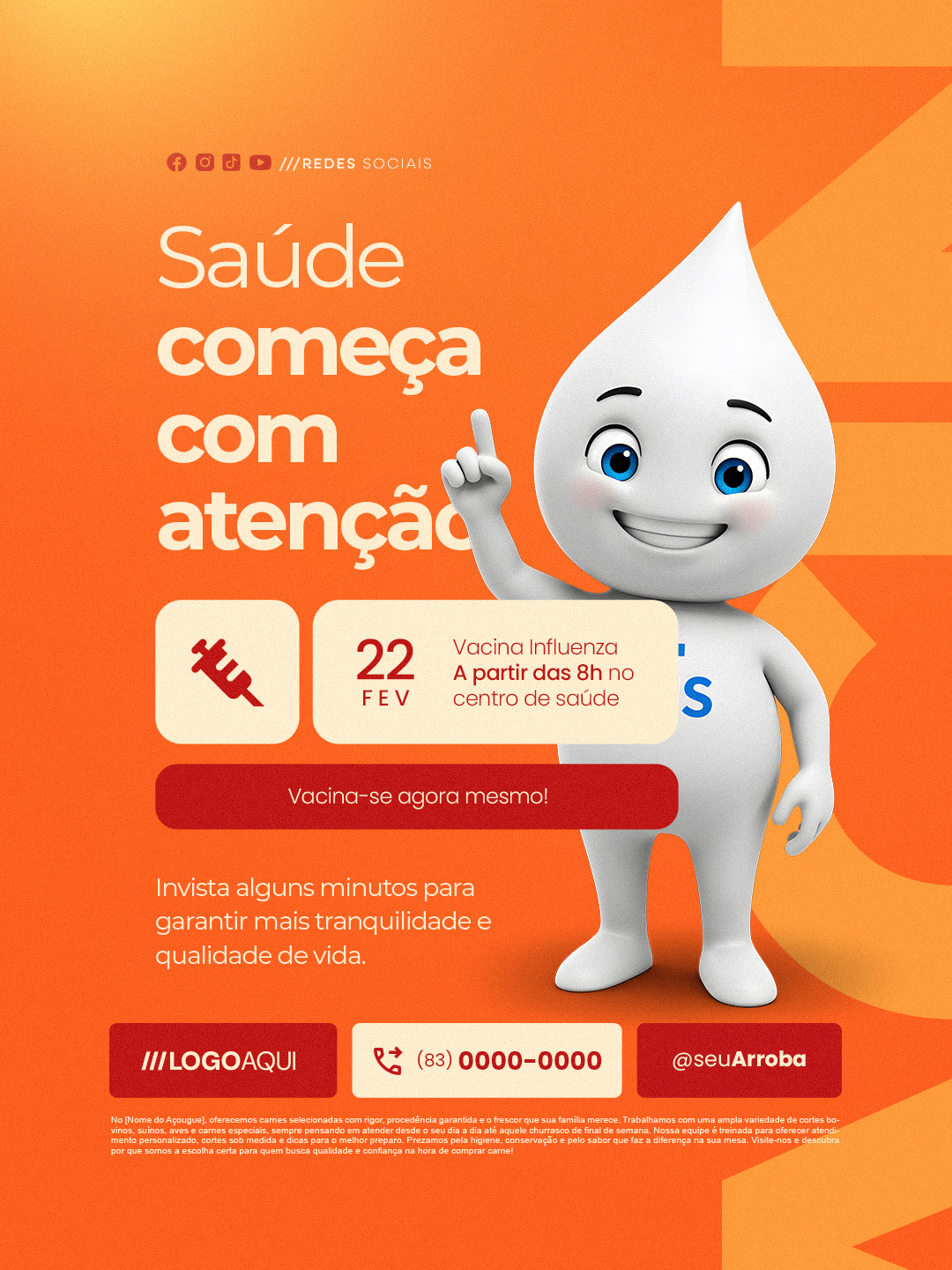 Semana da Vacinação Saúde Começa com Atenção PSD Editável