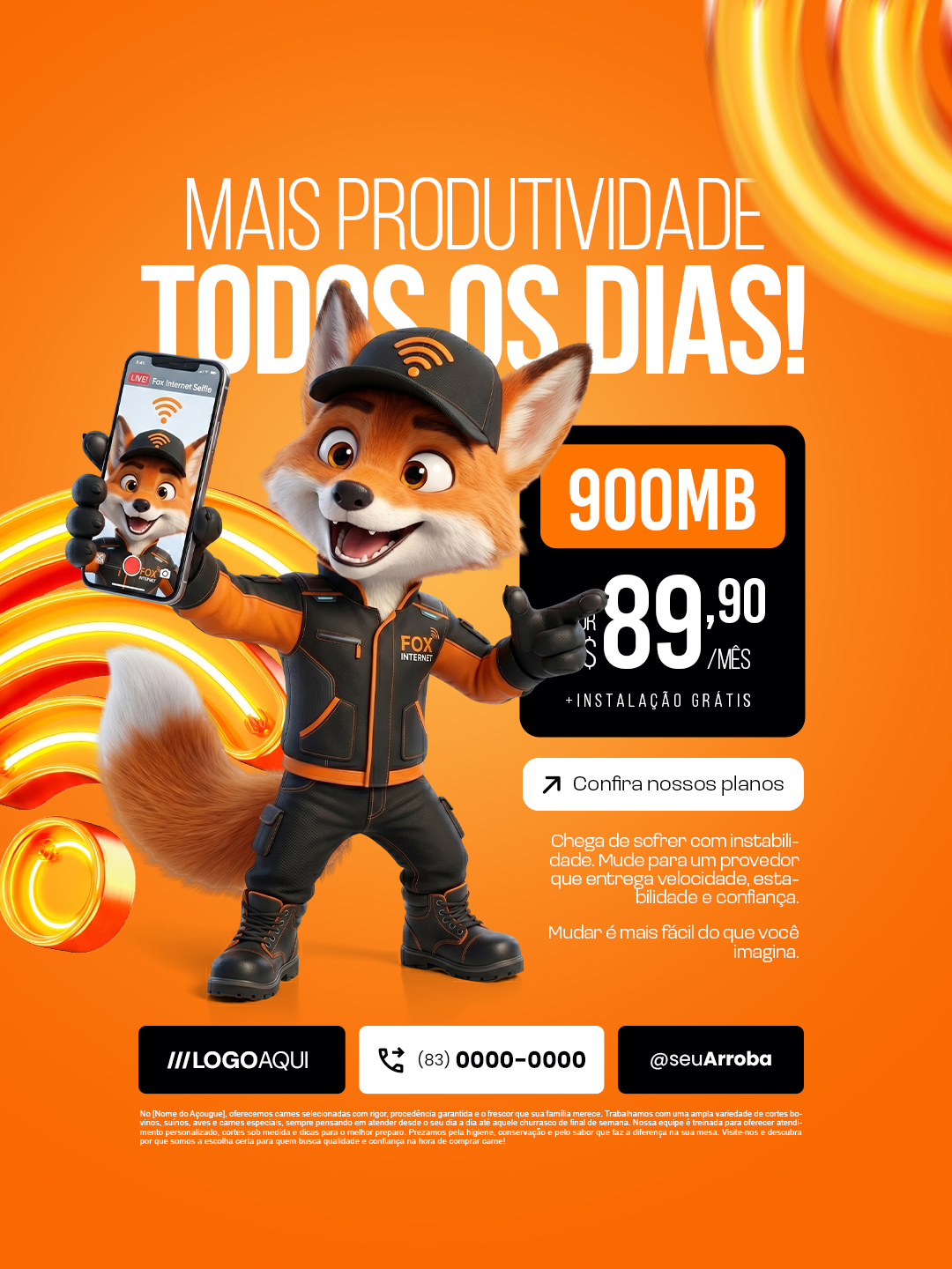 Provedor de Internet Mais Produtividade Todos os Dias PSD Editável