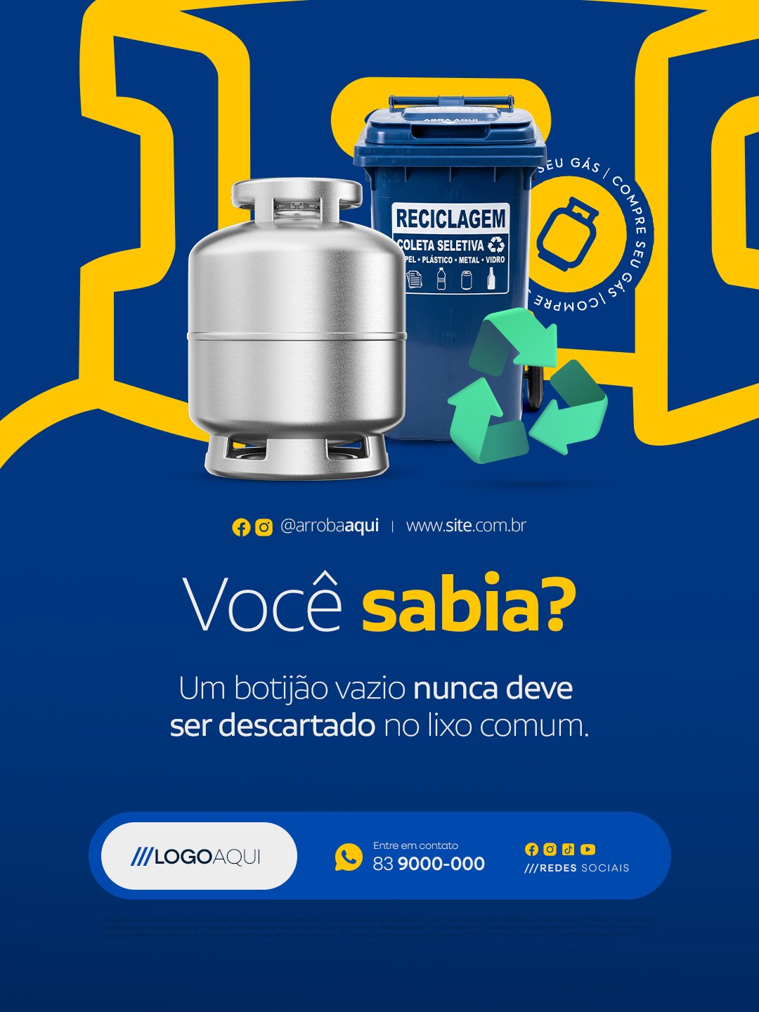 Gás de Cozinha Você Sabia Um Botijão Vazio Nunca Deve Ser Descartado PSD Editável