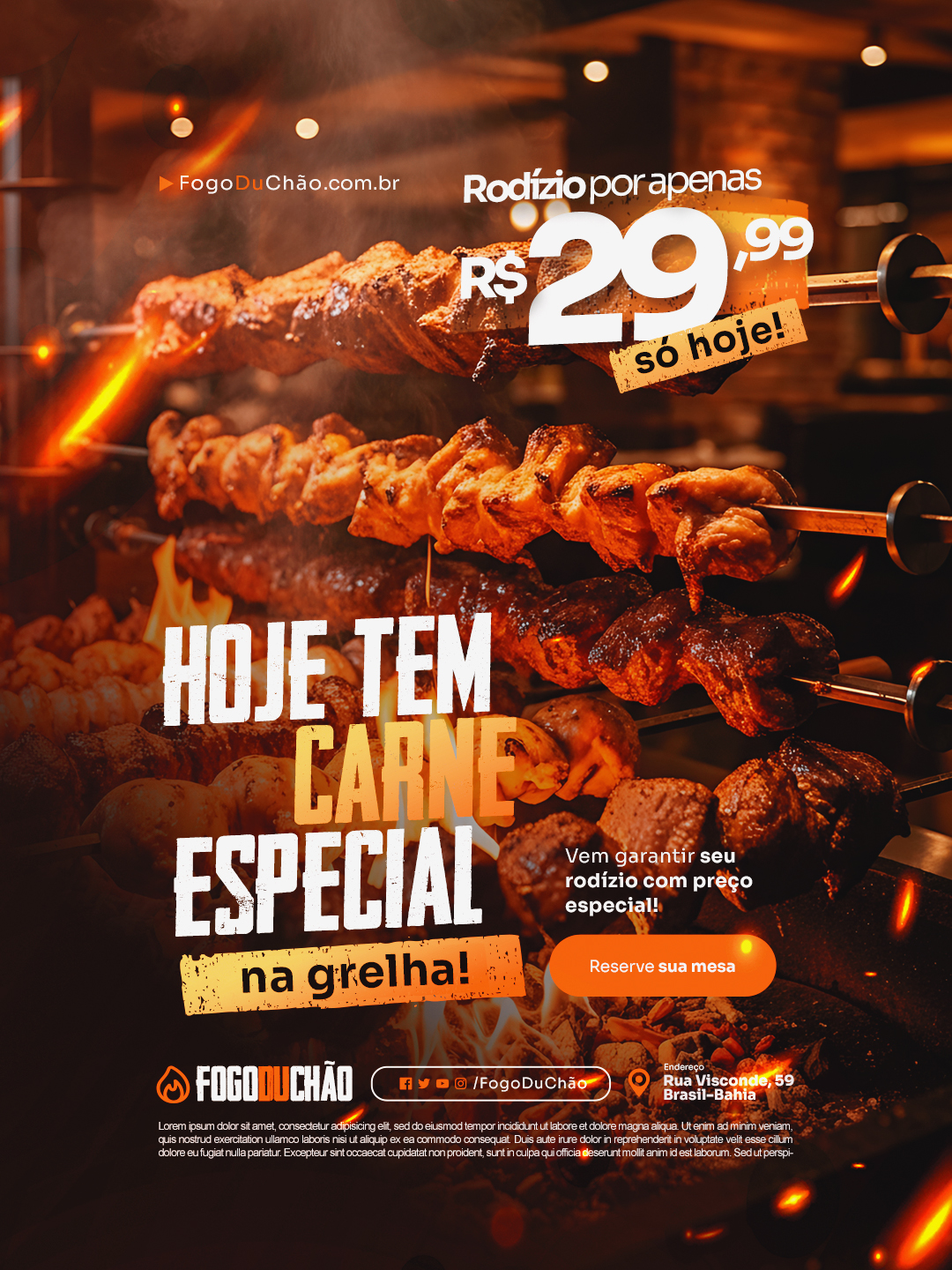 Churrascaria Hoje Tem Carne Especial Social Media PSD Editável