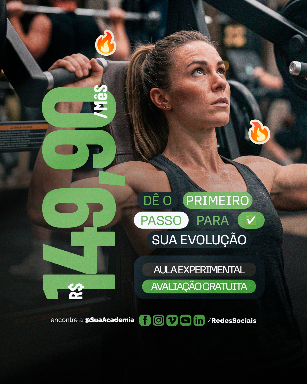 Academia Dê o Primeiro Passo Para Sua Evolução PSD Editável (2)