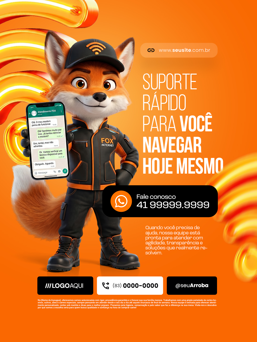 Provedor de Internet Suporte Rápido para Você Navegar Hoje Mesmo PSD Editável