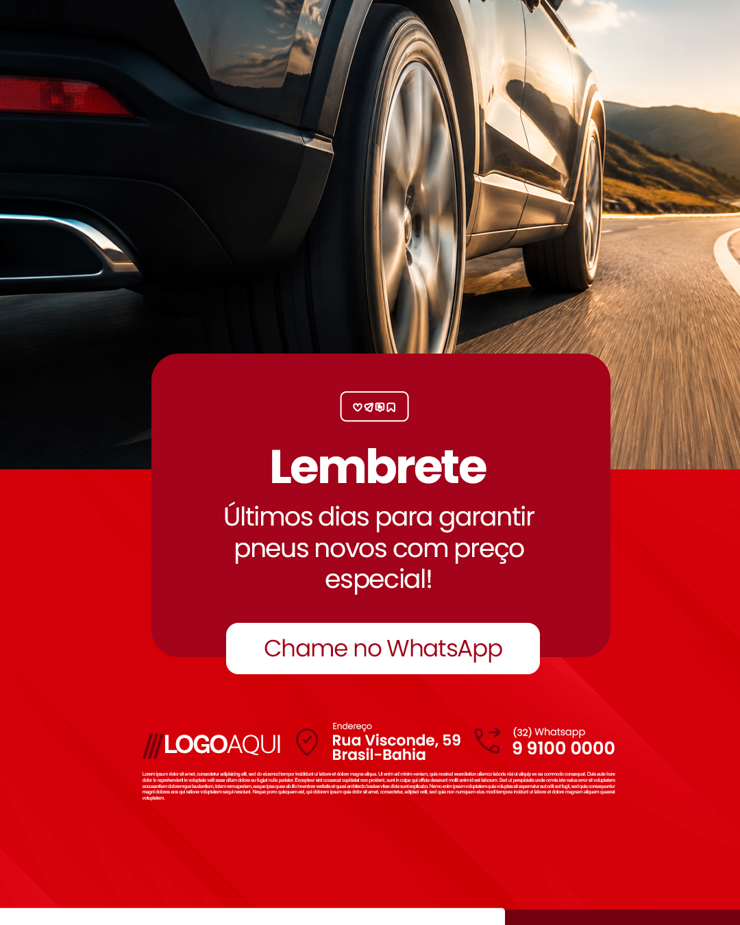 Loja de Pneus Lembrete Últimos Dias Para Garantir PSD Editável
