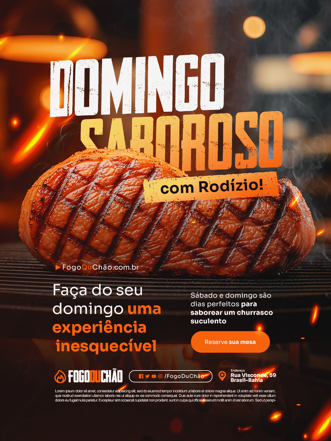 Churrascaria Domingo Saboroso Com Rodízio Social Media PSD Editável