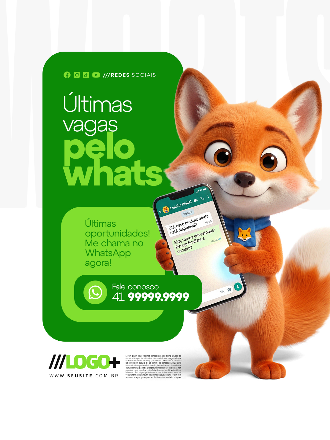 Últimas Vagas Pelo Whats Últimas Oportunidades PSD Editável
