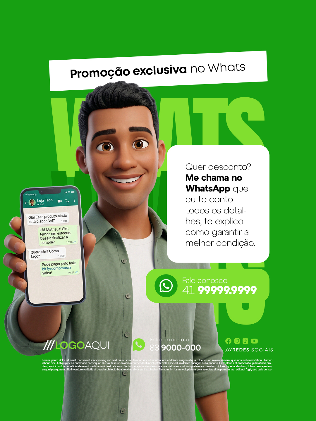 Promoção Exclusiva No Whats Eu te Conto Todos os Detalhes PSD Editável