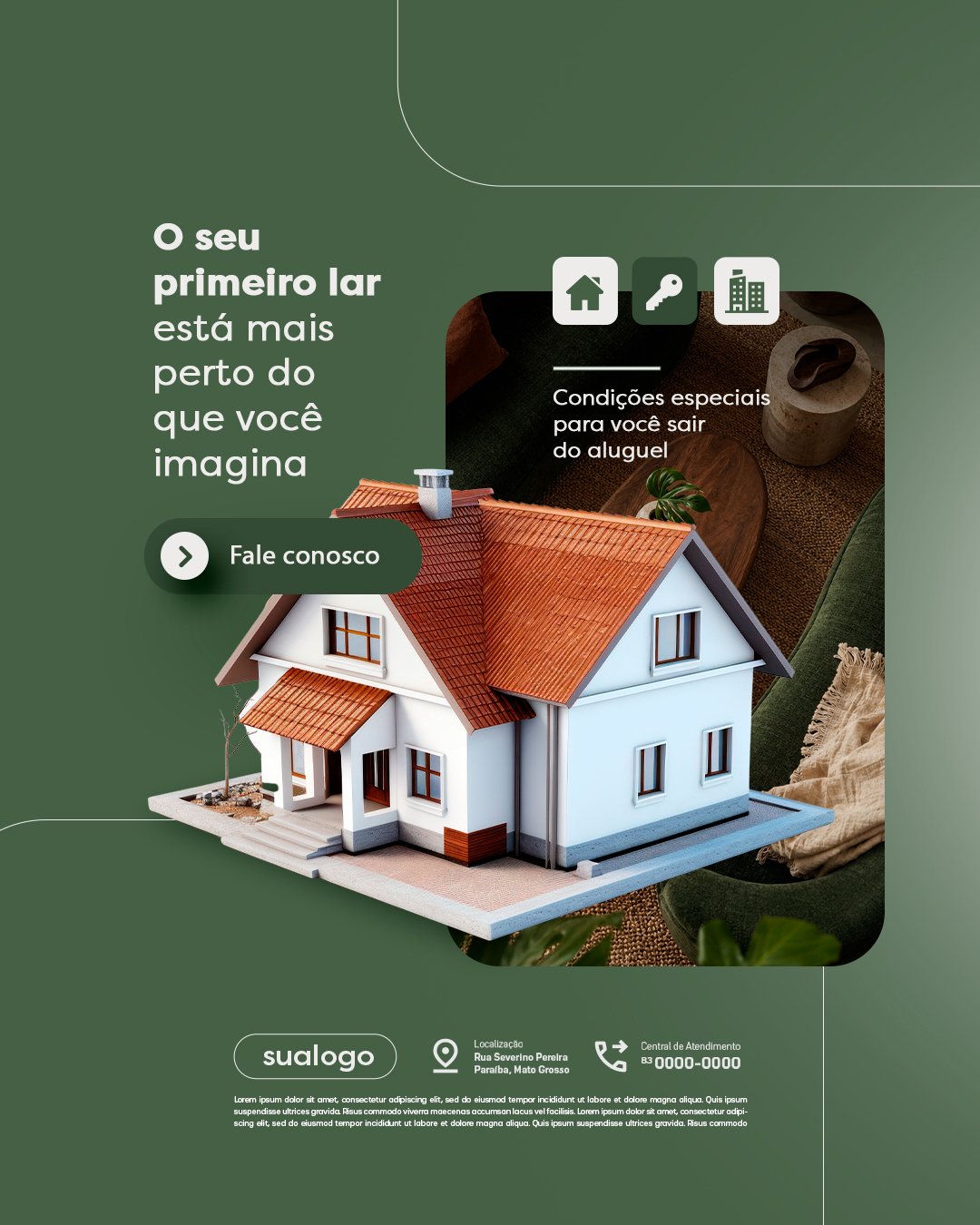 Imobiliária O Seu Primeiro Lar Está Mais Perto do Que Você Imagina PSD Editável