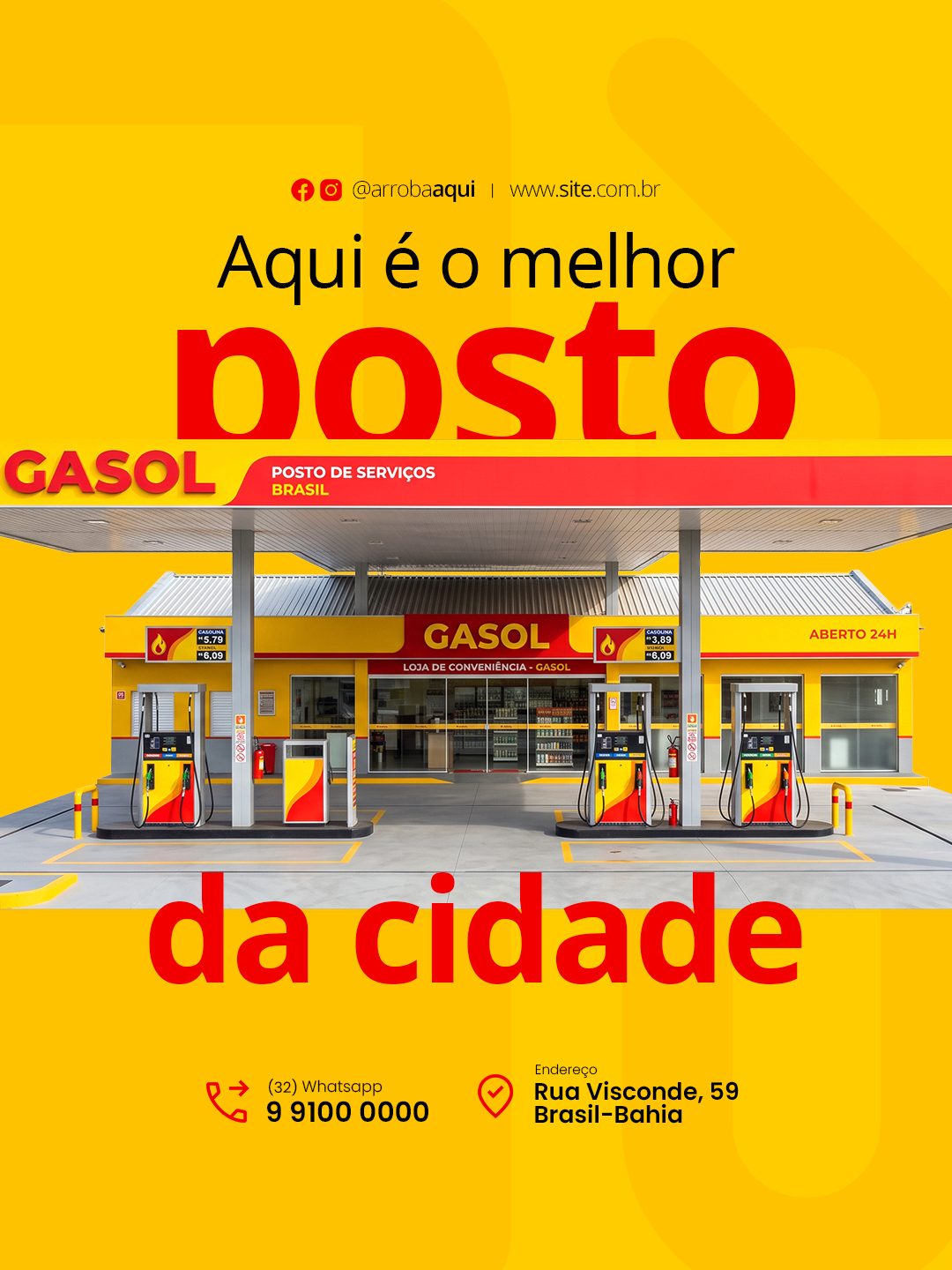 Posto de Gasolina Aqui é o Melhor Posto PSD Editável