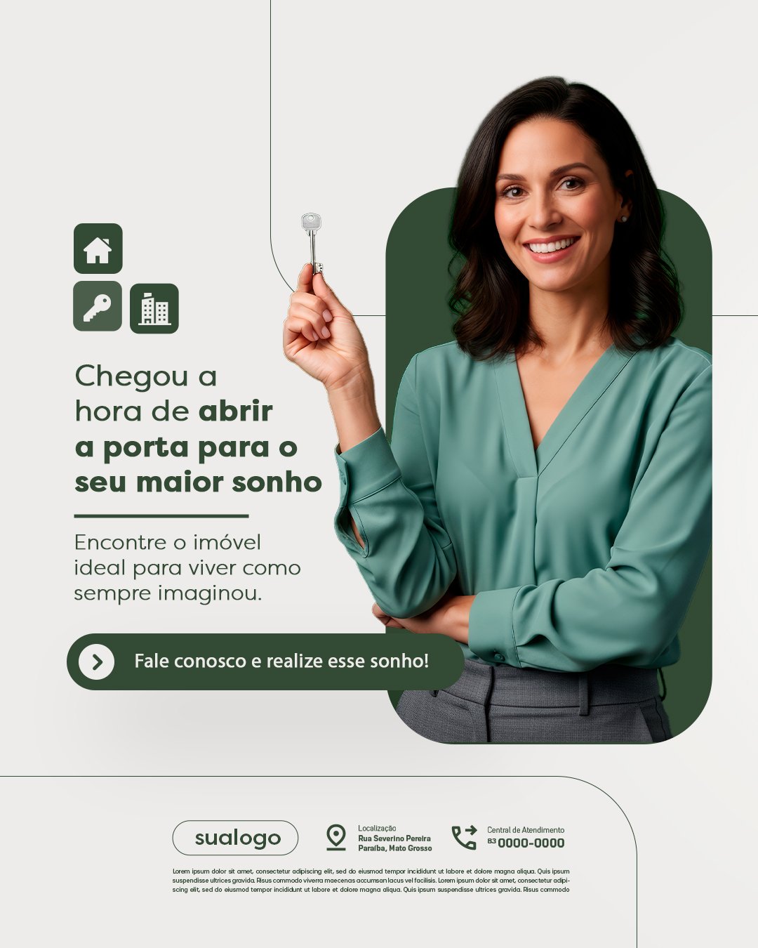Imobiliária Chegou a Hora de Abrir a Porta o Seu Maior Sonho PSD Editável