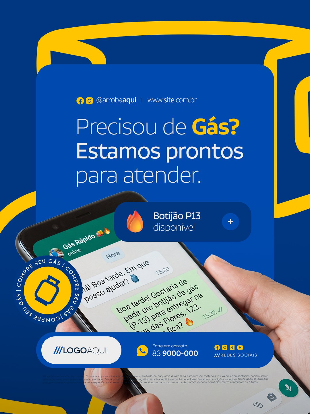 Gás de Cozinha Precisou de Gás Estamos Prontos Para Atender PSD Editável