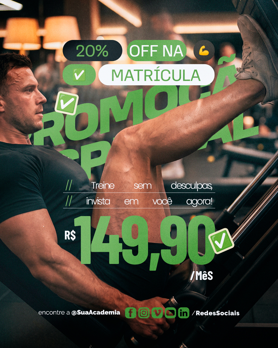 Academia Promoção 20 OFF na Matrícula PSD Editável
