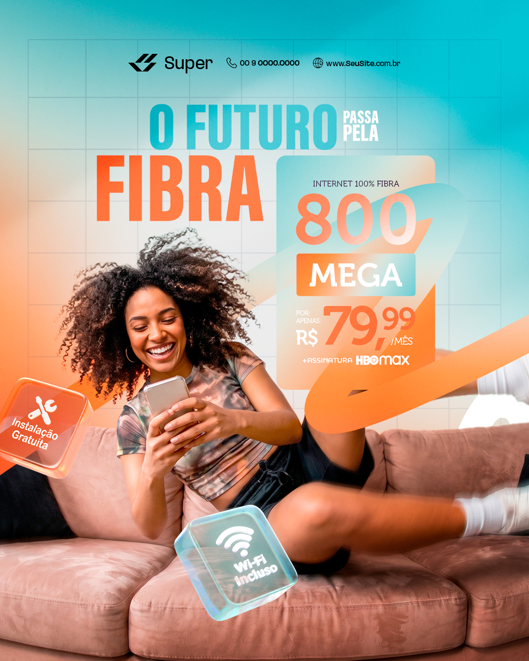 Provedor de Internet O Futuro Passa Pela Fibra PSD Editável