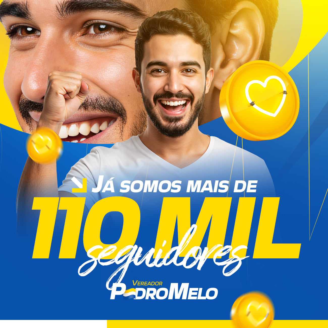 Política Vereador Pedro Melo Já Somos Mais de 110 Mil Seguidores Social Media PSD Editável