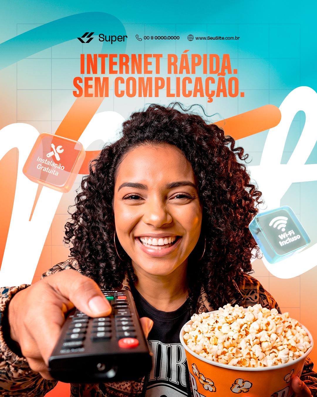 Provedor de Internet Rápida Sem Complicação PSD Editável