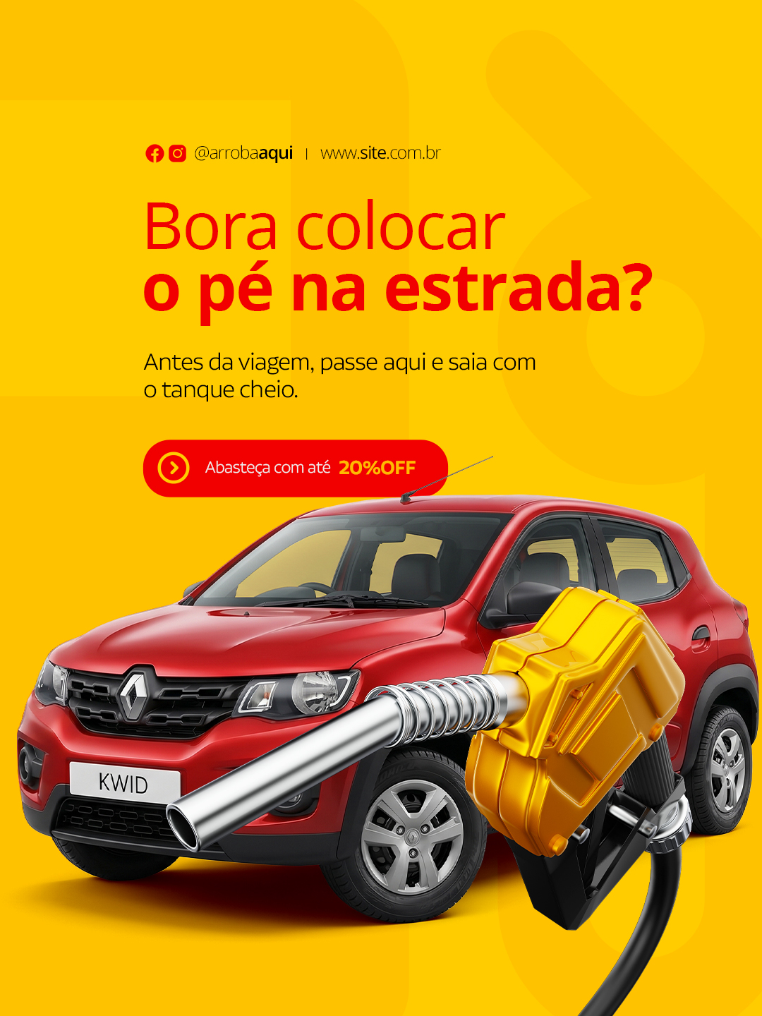 Posto de Gasolina Bora Colocar o Pé na Estrada com 20 OFF PSD Editável