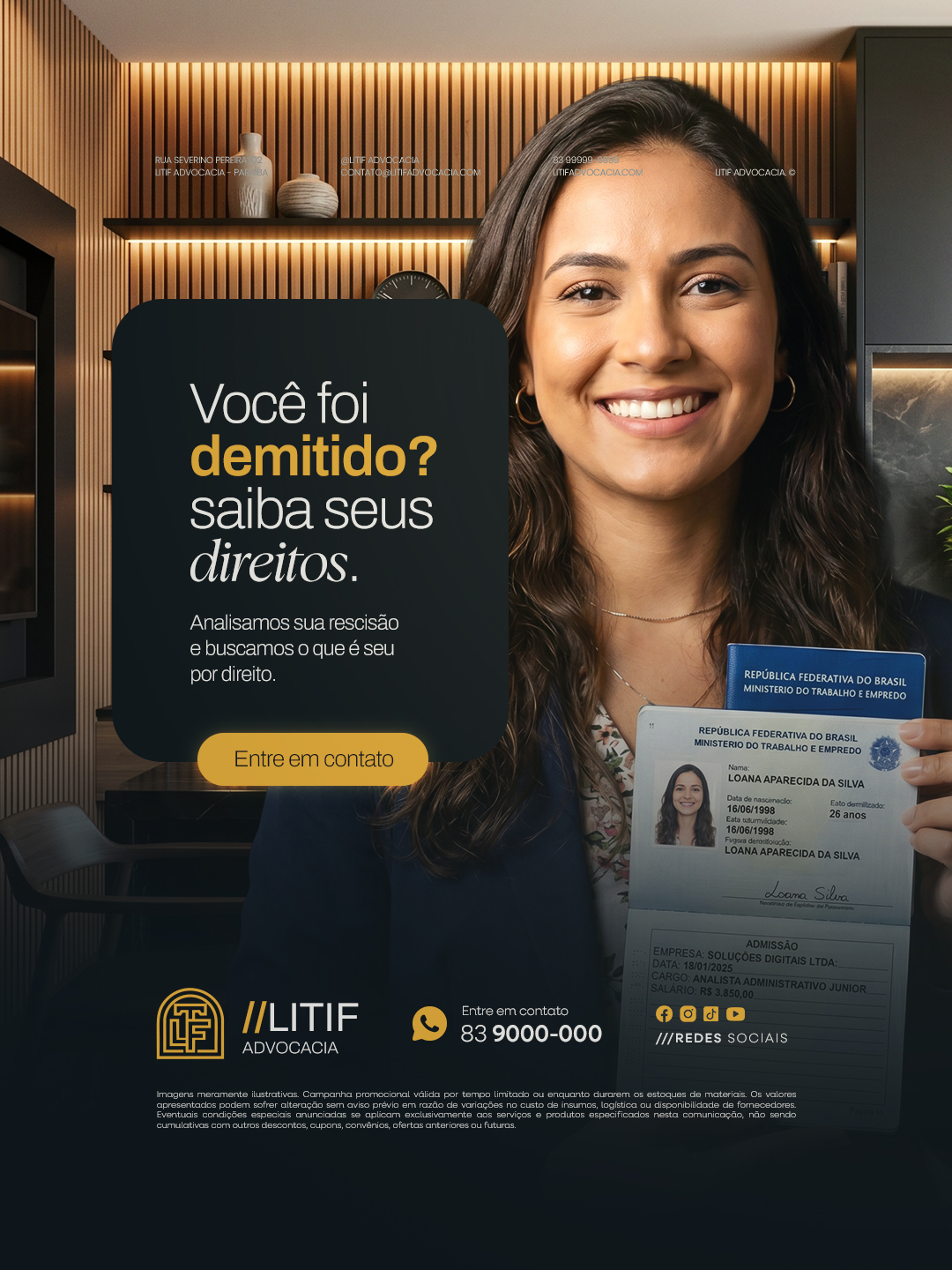 Advocacia Você Foi Demitido Saiba Seus Direitos PSD Editável