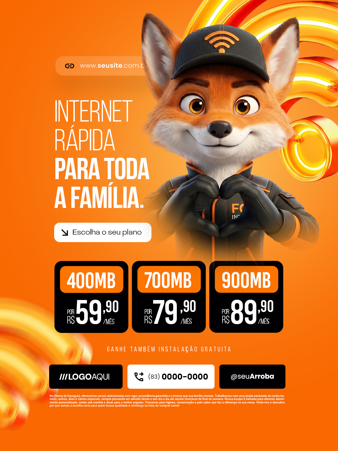Provedor de Internet Rápida Para Toda a Família PSD Editável