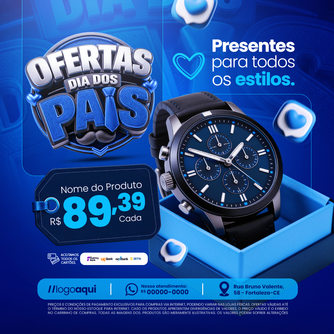 Ofertas Dia das Pais Presentes Para Todos os Estilos PSD Editável